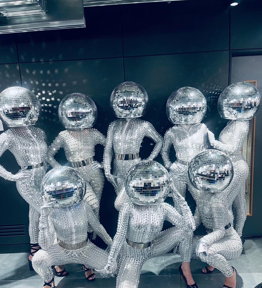MANY  DISCO BALL HEAD DANCERS FOR HIRE
